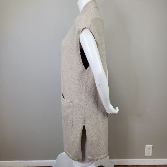 Time and Tru Tan‎ Open Front Sleeveless Duster Cardigan Size M - Picture 2 of 7